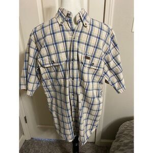 Redhead Men's Plaid Button-Down Shirt Casual Short Sleeve Cotton‎ Flannel